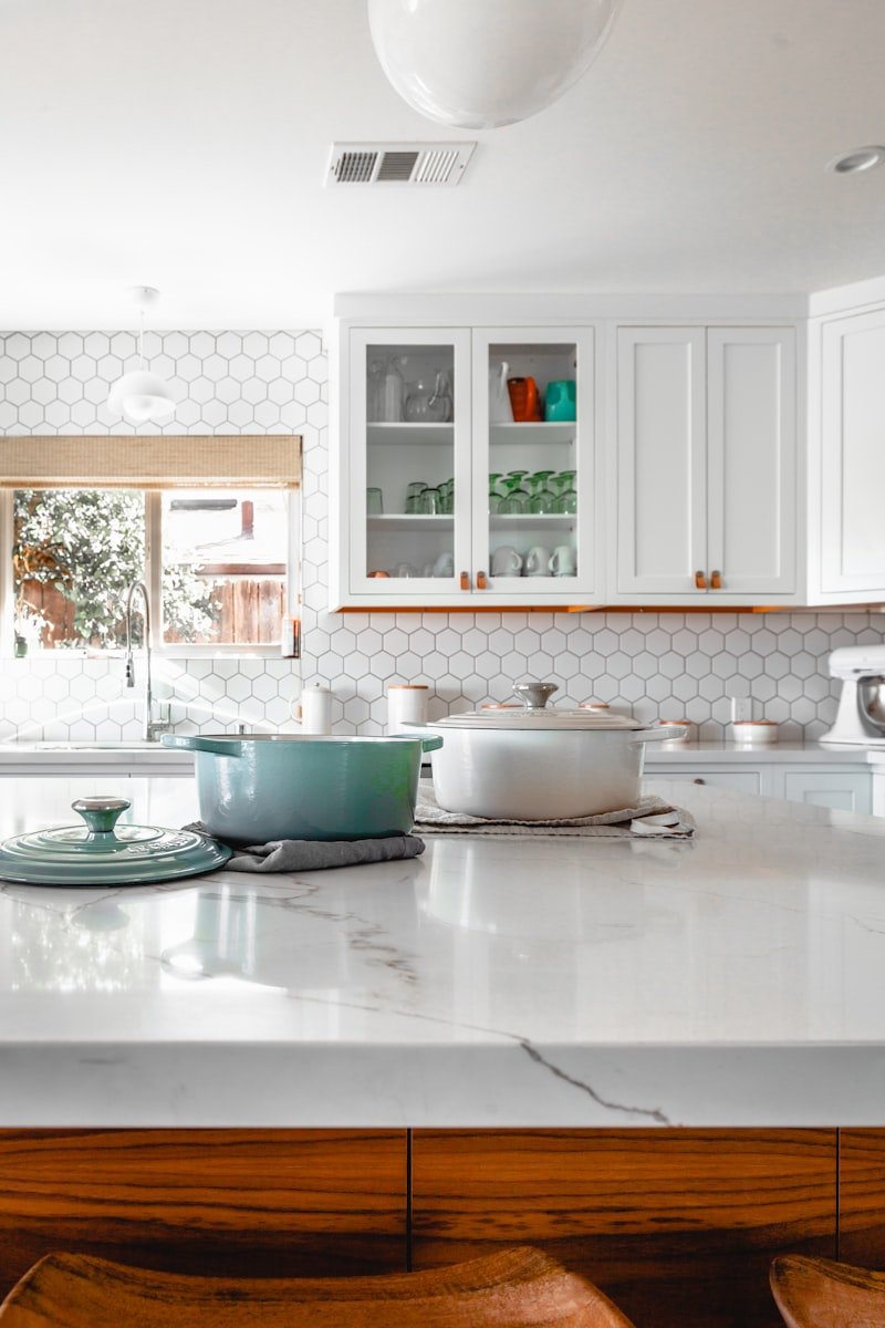 Bright kitchen with open shelving