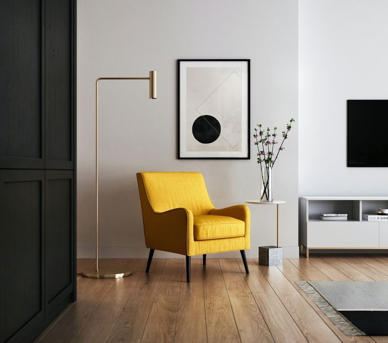 Soft beige living room with sofa and plants